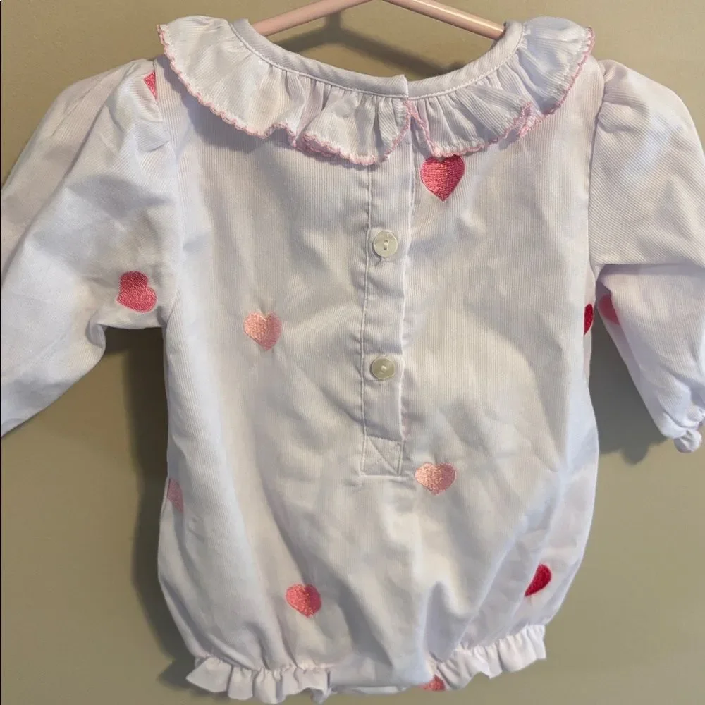 Lillie & Lilah White and Pink Heart bubble size 6 months